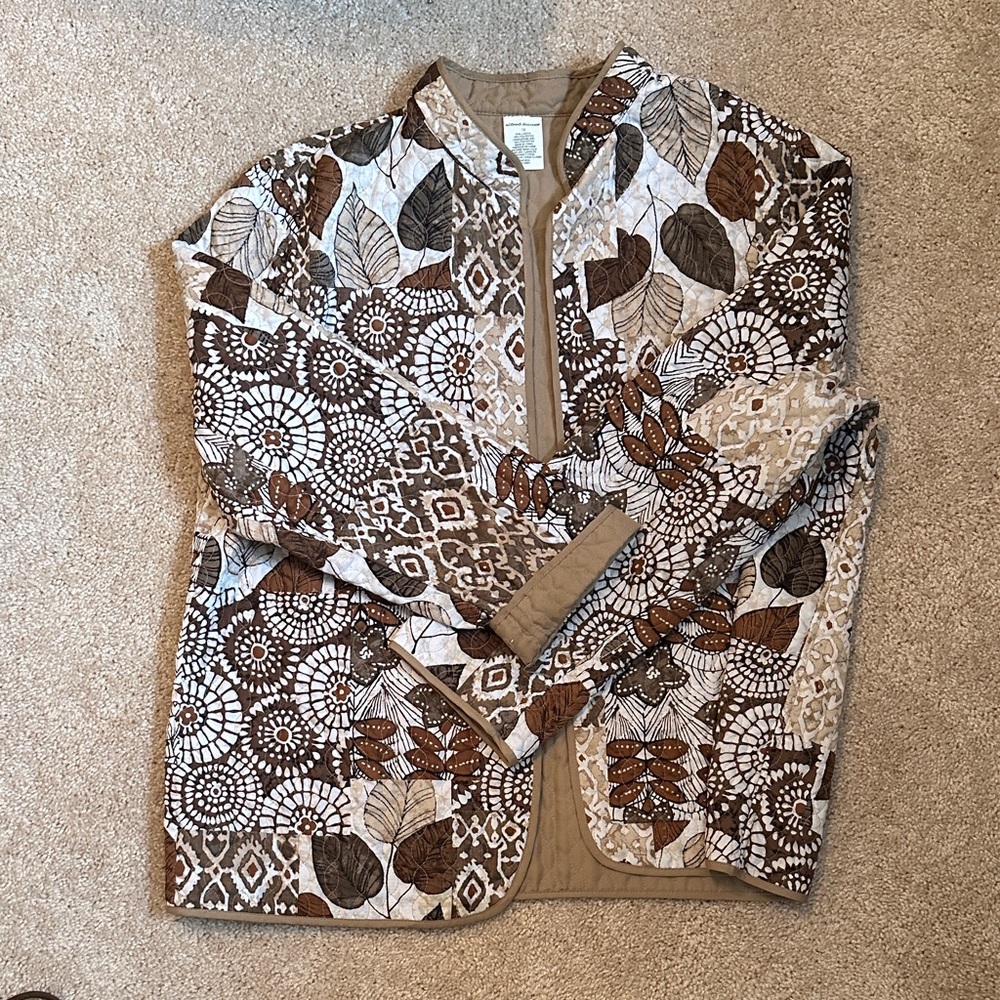 Alfred Dunner Tan and Brown Quilted Jacket